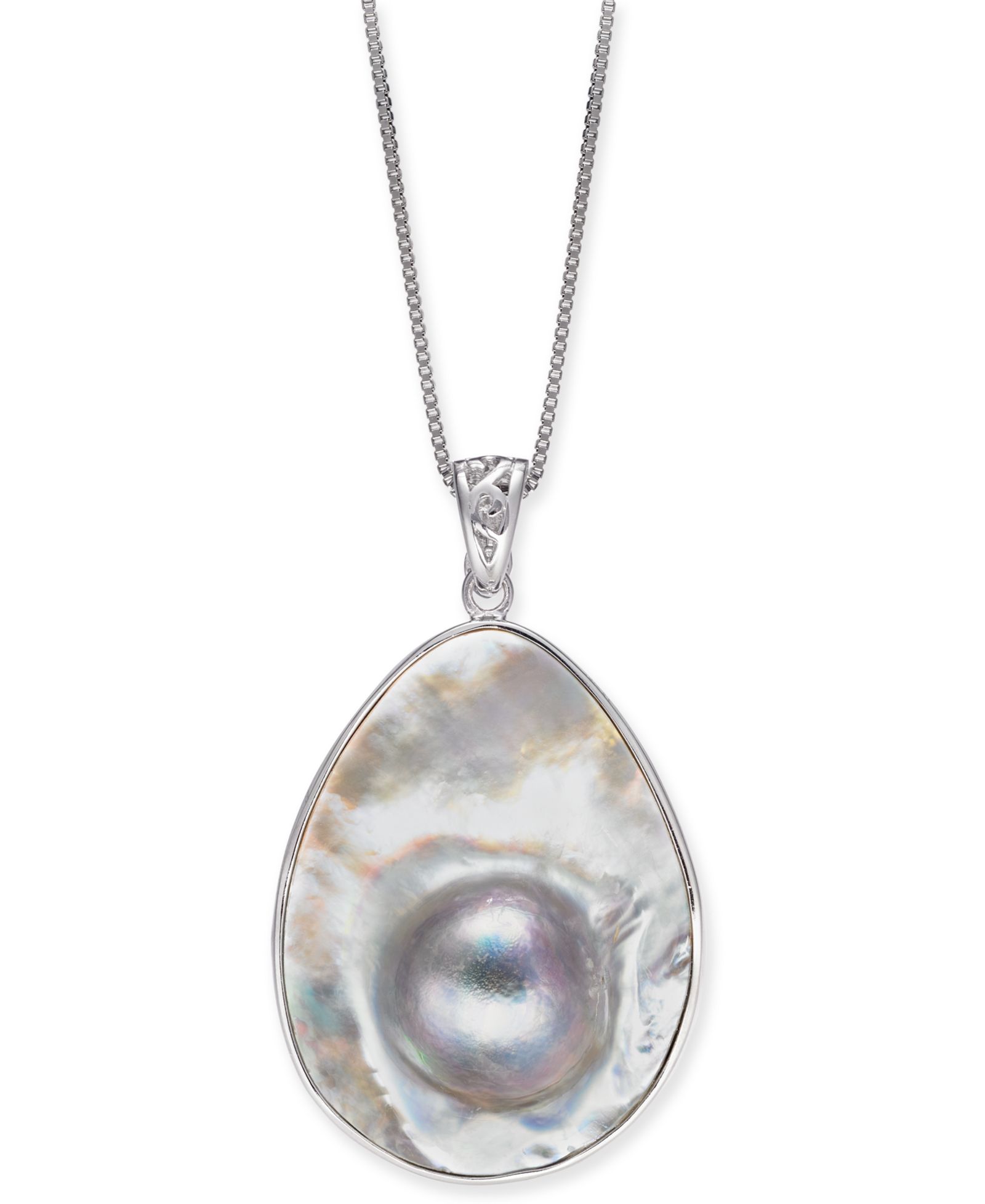 Подвеска Mabé Blister Pearl (34 x 24mm) 18" из стерлингового серебра