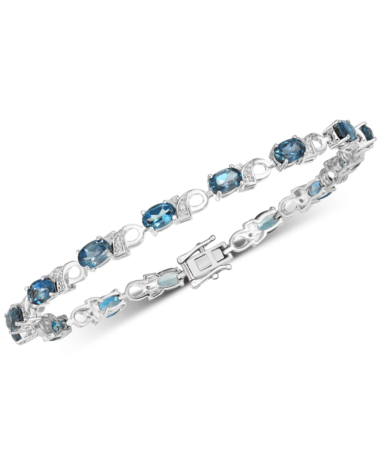 Браслет с London Blue Topaz (7-1/2 ct. t.w.) и бриллиантовыми акцентами из стерлингового серебра