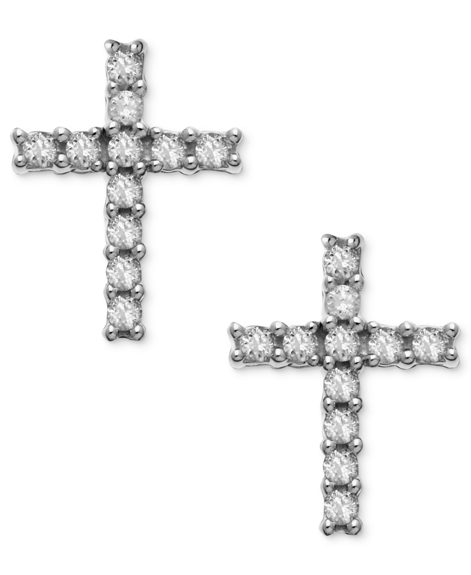 Серьги-гвоздики с бриллиантовым акцентом, 14k White Gold