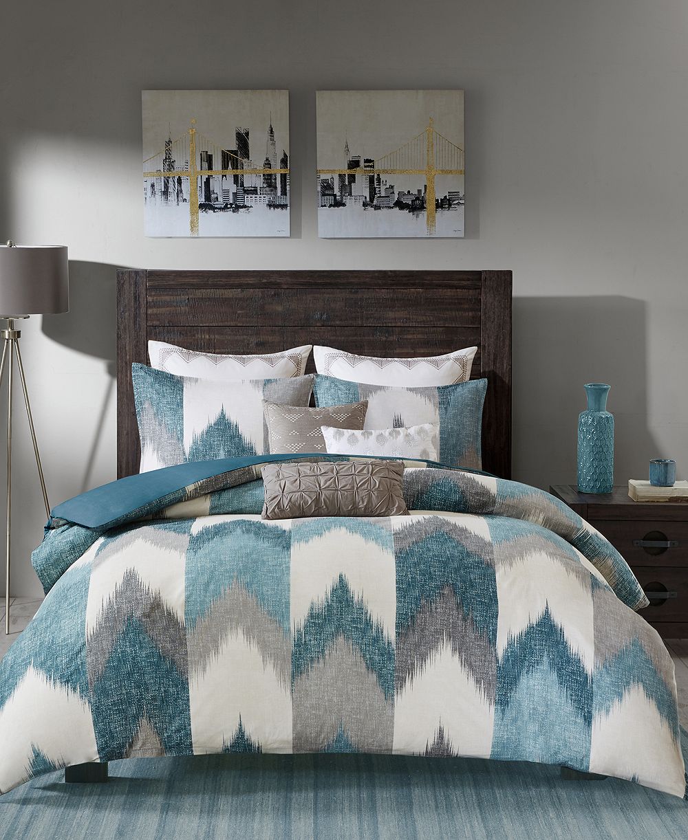 INK+IVY Alpine Chevron Stripe двусторонний комплект покрывала, Full/Queen