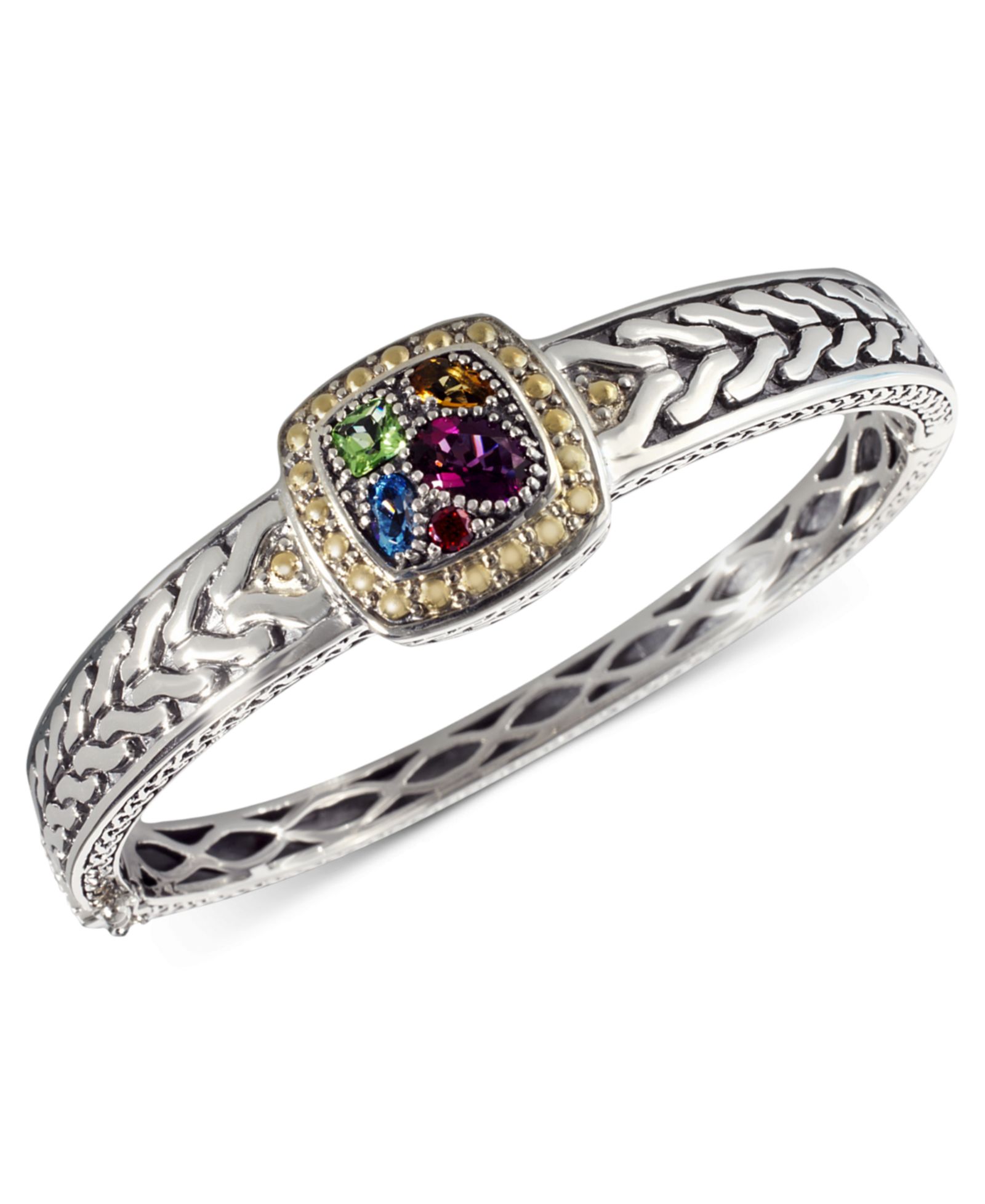 EFFY® Multistone Square Bangle (1-5/8 ct. t.w.) Sterling Silver и 18k Gold