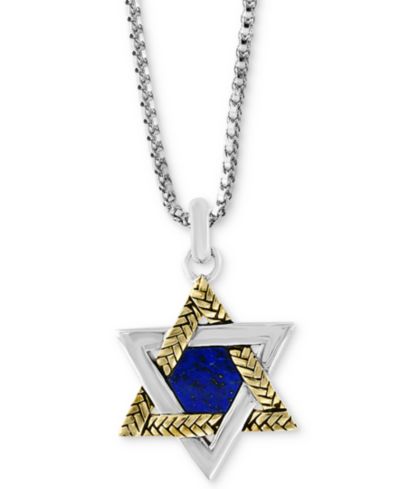 Мужская подвеска-кулон EFFY® Lapis Lazuli Star of David в Sterling Silver & 18k Gold-Plate