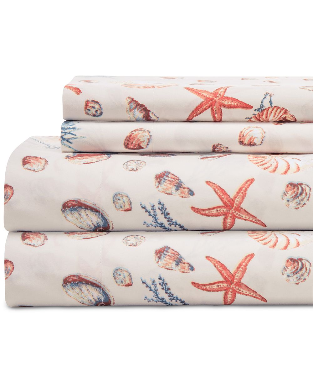 Beatrice Home Fashions Coastal Printed 4-Pc. Sheet Set, Full
