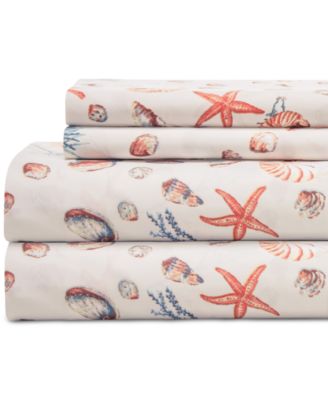 Beatrice Home Fashions Coastal Printed 4-Pc. Sheet Set, Full