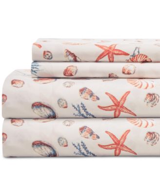 Beatrice Home Fashions Coastal Printed 4-Pc. Sheet Set, Queen