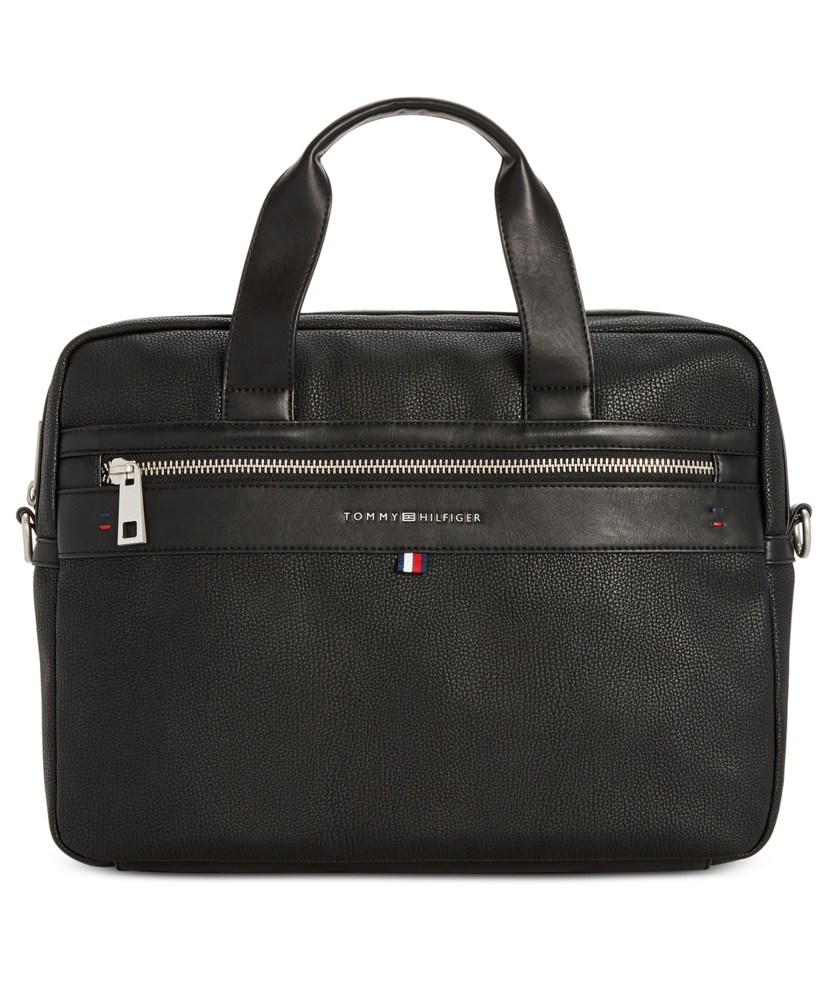 Tommy Hilfiger Men's Pebble Faux-Leather Leo Briefcase