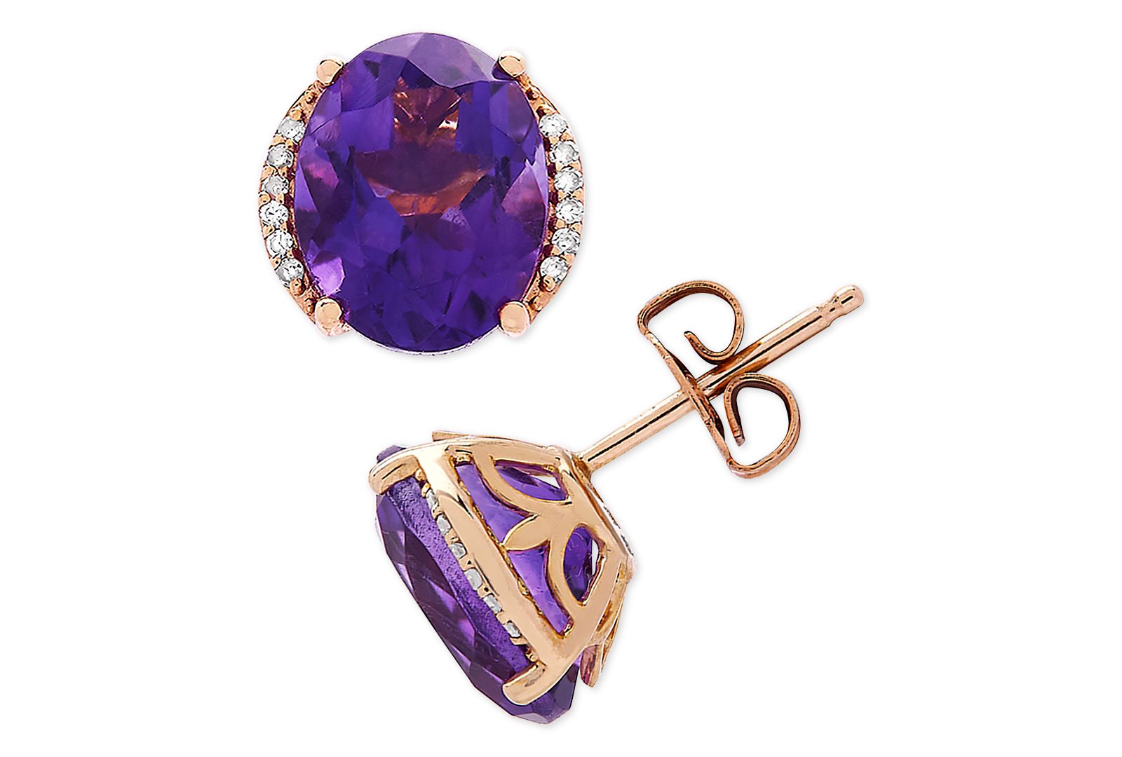 Amethyst (3-1/5 ct. t.w.) & Diamond Accent Stud Earrings in 14k Gold