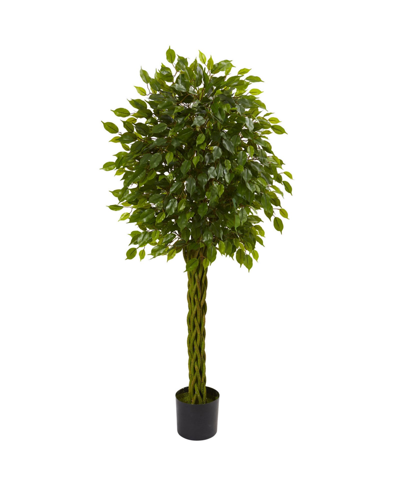 Nearly Natural искусственное дерево Ficus 5', устойчивое к УФ-лучам, для дома и улицы, с плетеным стволом