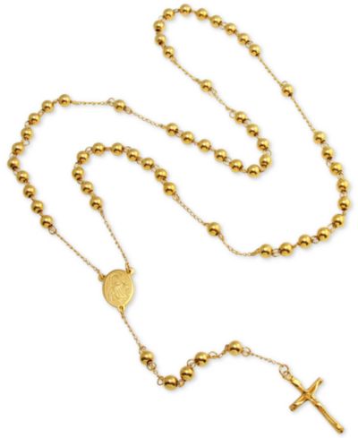 Мужской розарий Pandora Moments Beaded Cross 28" Yellow Ion-Plated Stainless Steel