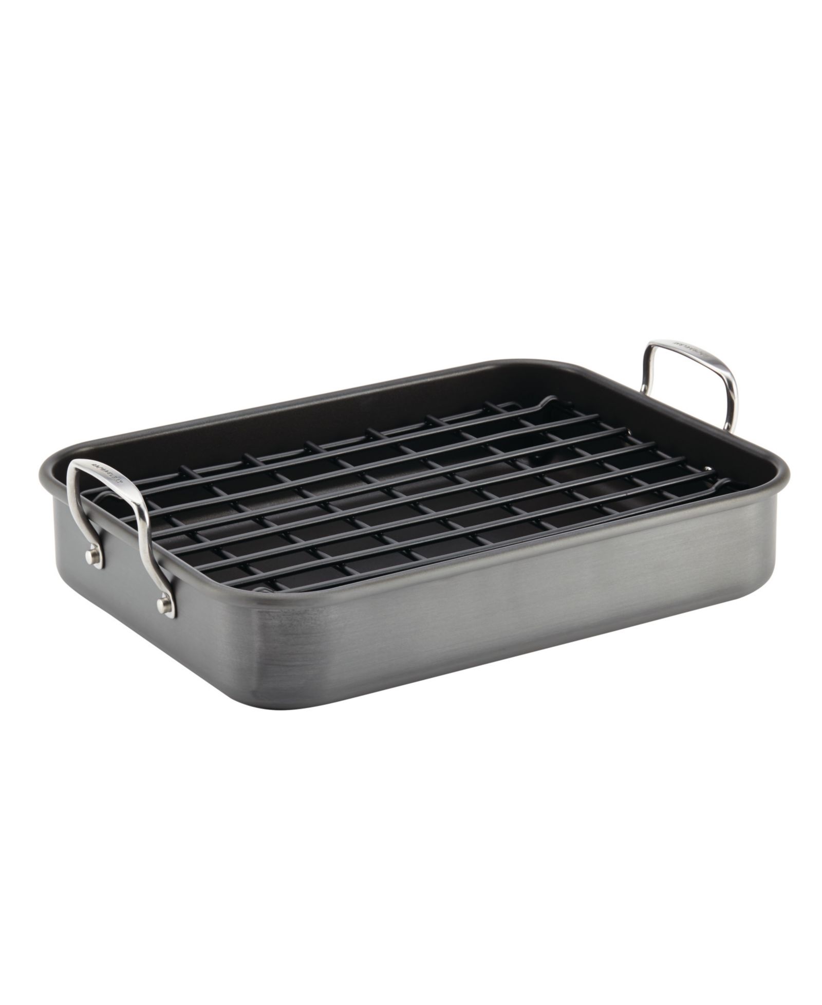 Rachael Ray Hard-Anodized Non-Stick 12" x 16" Roaster & Dual-Height Rack
