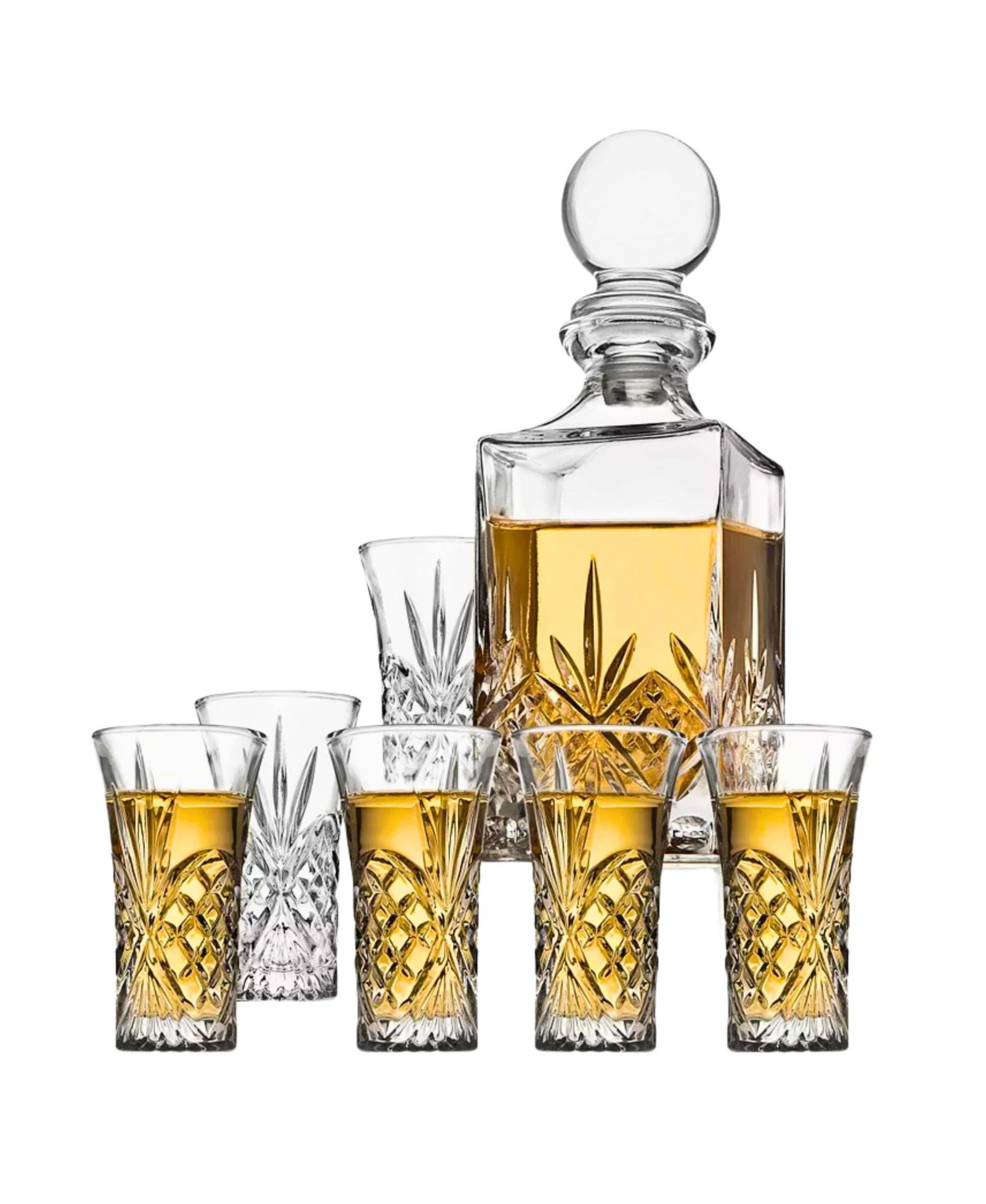 Godinger Dublin Crystal 7-Piece Spirits Decanter & Shot Glass Set