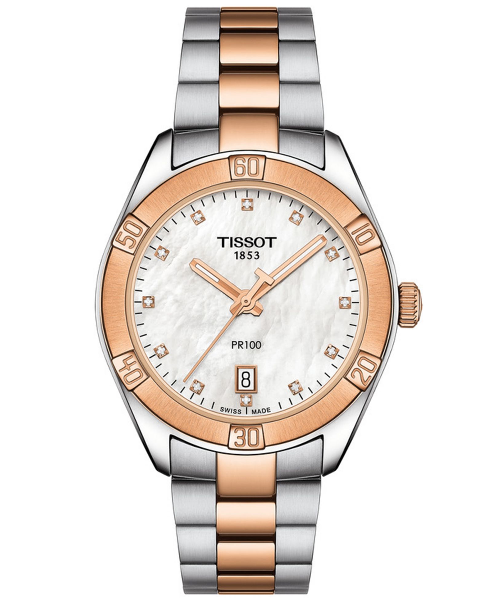 Tissot Women's Swiss PR 100 Sport Chic T-Classic Diamond-Accent Two-Tone Stainless Steel Bracelet Watch 36mm