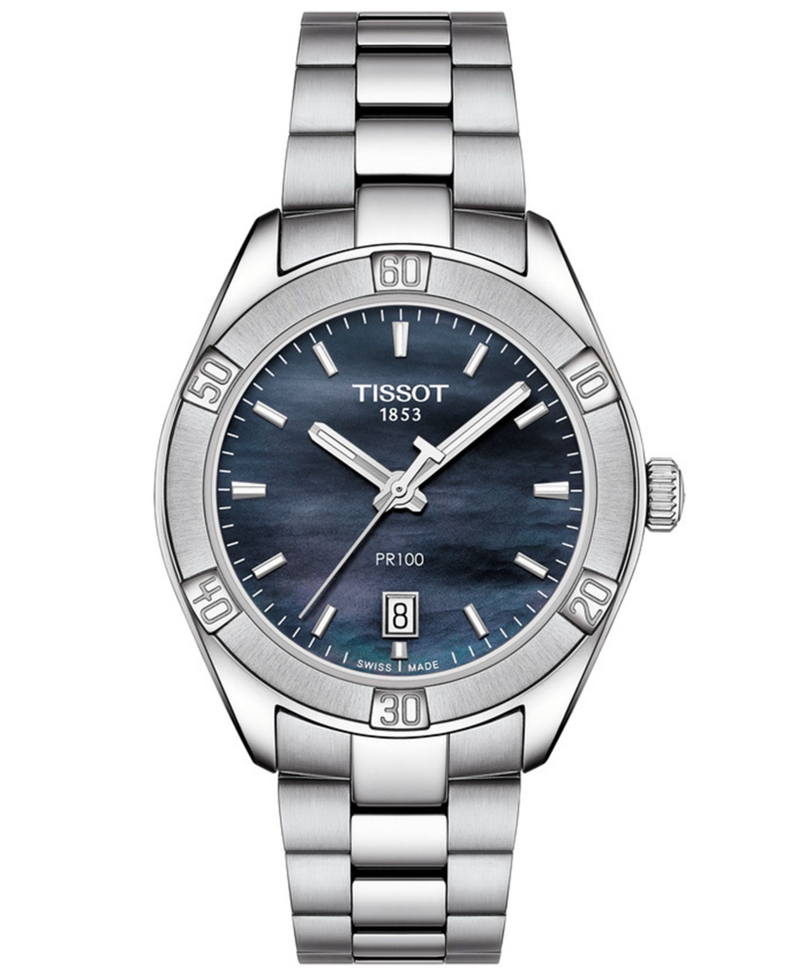 Женские часы Tissot Swiss PR 100 Sport Chic T-Classic Gray из нержавеющей стали 36mm