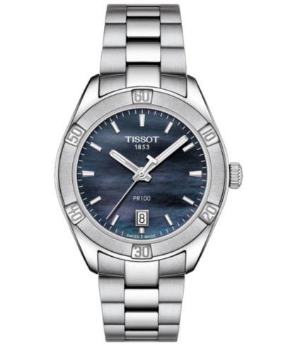 Женские часы Tissot Swiss PR 100 Sport Chic T-Classic Gray из нержавеющей стали 36mm