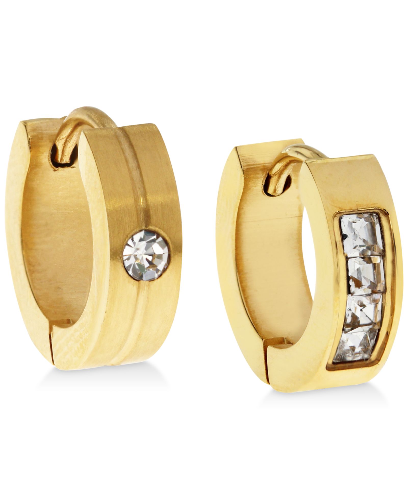 Мужские серьги-кольца Sutton by Rhona Sutton Gold-Tone Stainless Steel & Cubic Zirconia