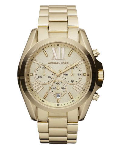 Унисекс часы Michael Kors Chronograph Bradshaw золотистая нержавеющая сталь с браслетом 43mm MK5605