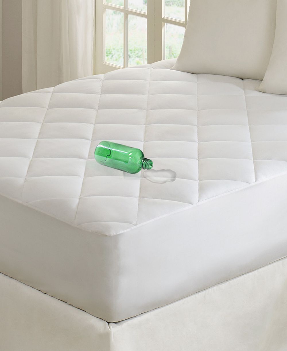 Madison Park Quiet Nights Quilted Diamond Down Alternative Waterproof 300 Thread Count Cotton Sateen Mattress Pad, Full