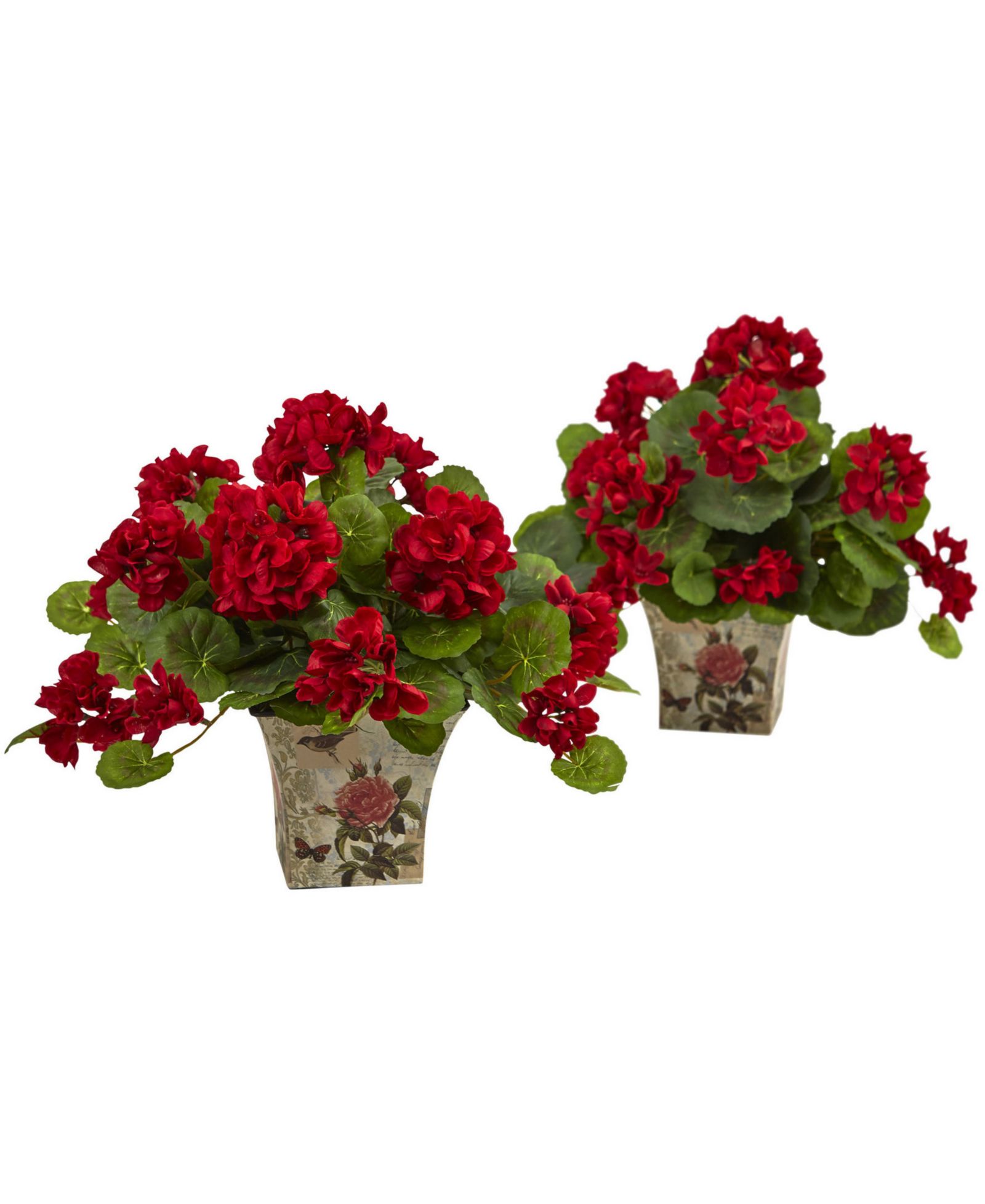 Nearly Natural Набор из 2 искусственных растений Geranium в кашпо