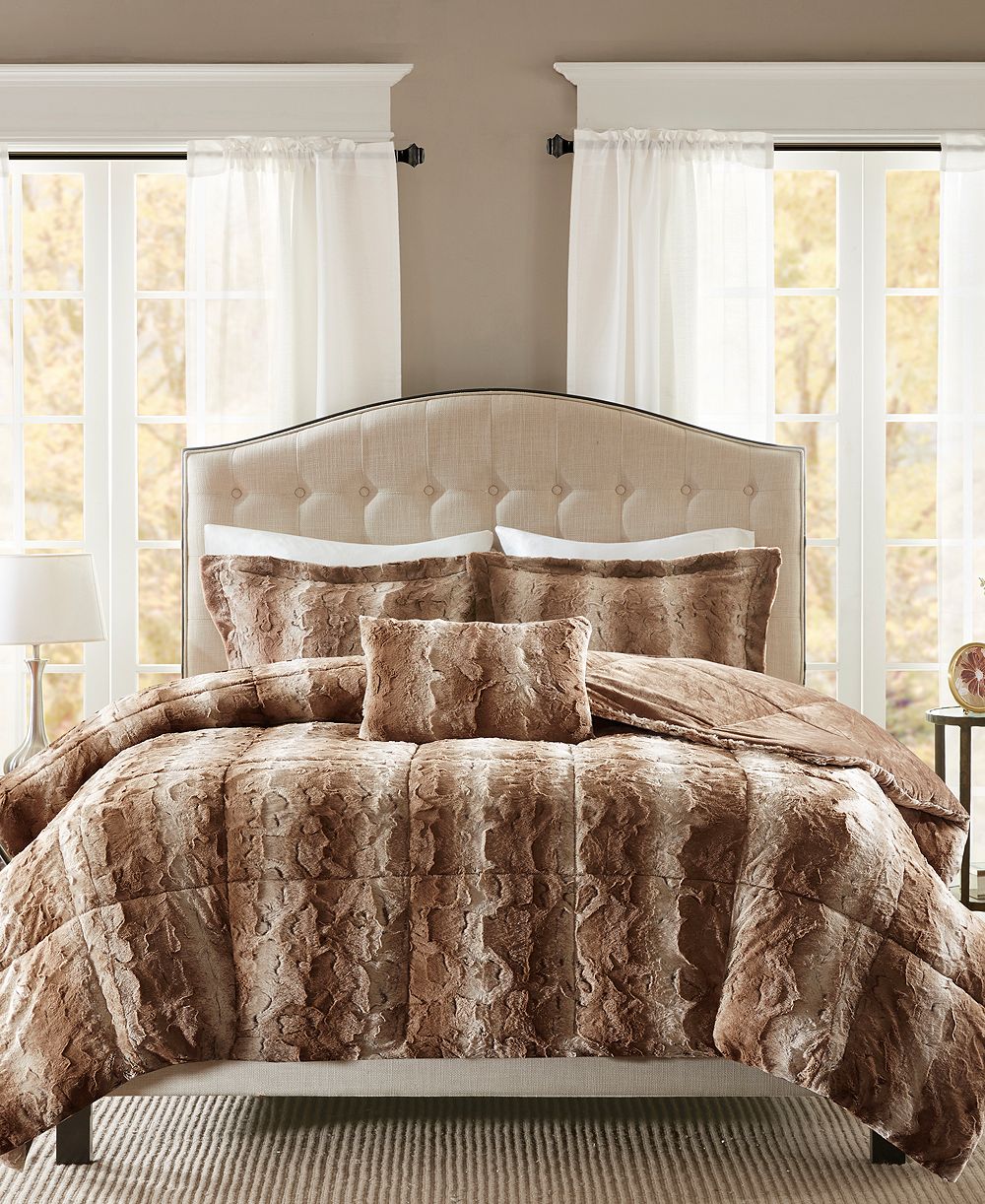 Madison Park Zuri Faux-Fur 4-Pc. Comforter Set, King