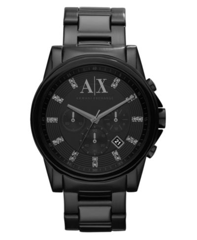 Мужские часы A|X Armani Exchange Chronograph Black Stainless Steel Bracelet 45mm
