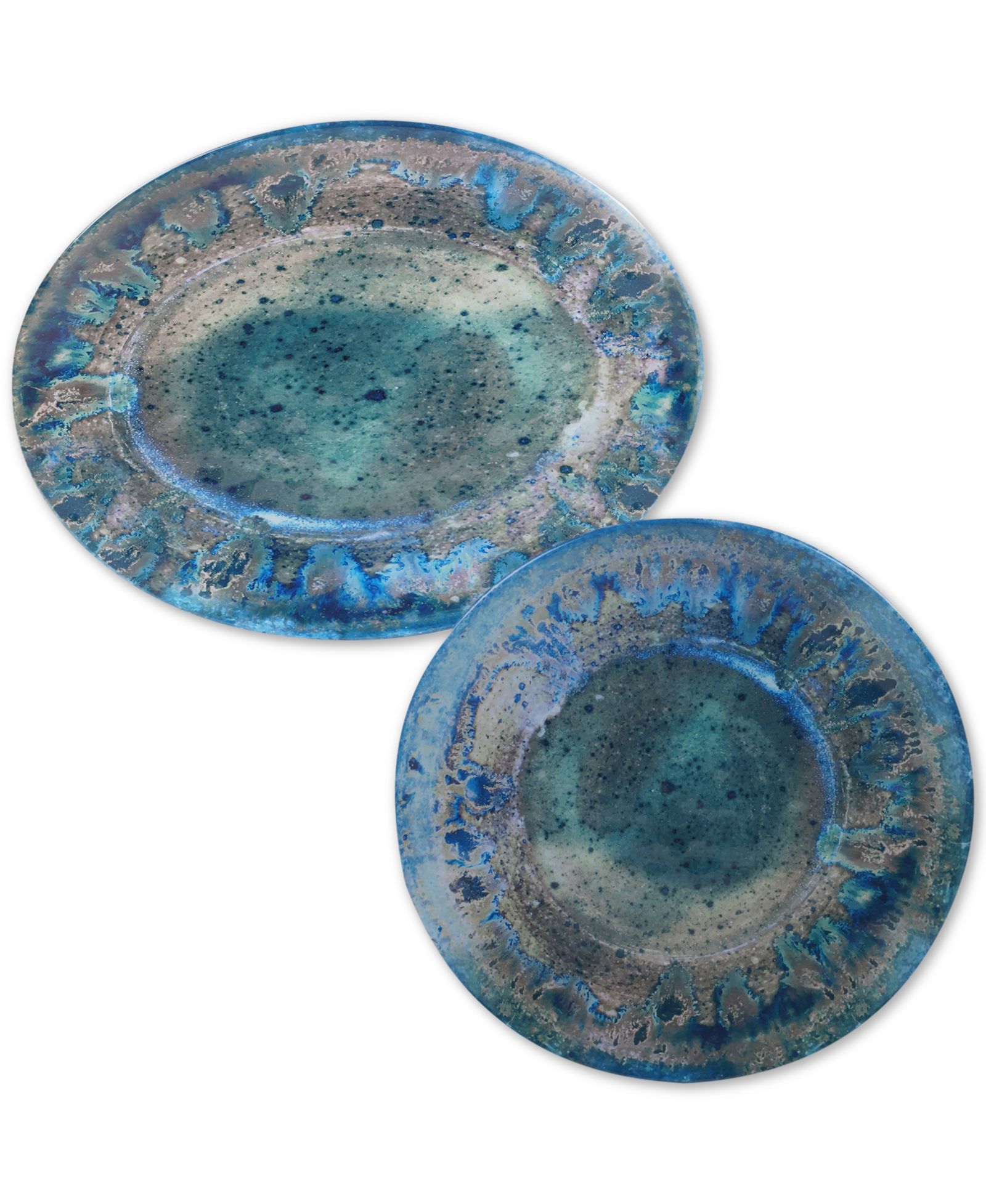 Certified International Radiance Teal Melamine 2-Piece Platter Set