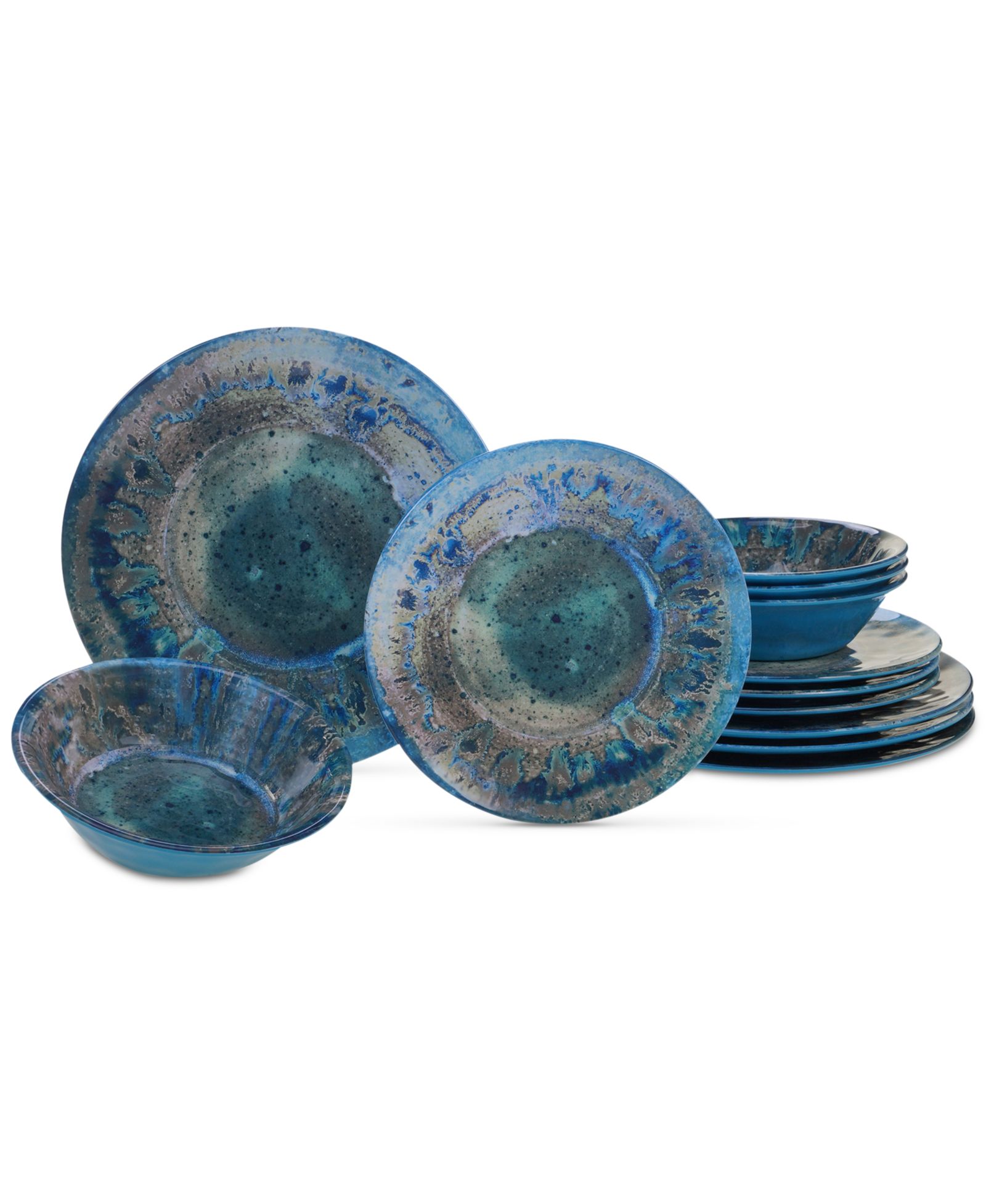 Certified International Набор посуды Radiance Teal Melamine, 12 Pc.
