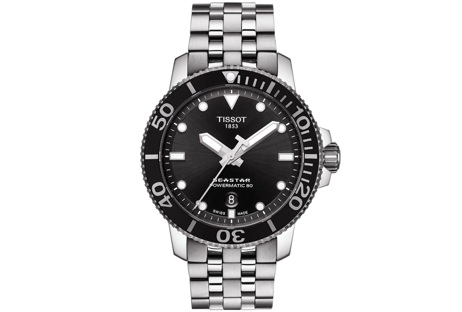 Tissot Men's Swiss Automatic T-Sport Seastar 1000 Gray Stainless Steel Bracelet Diver Watch 43mm