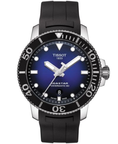 Tissot Муровские часы Seastar 1000 Powermatic 80, автоматические, черный резиновый ремешок, 43mm