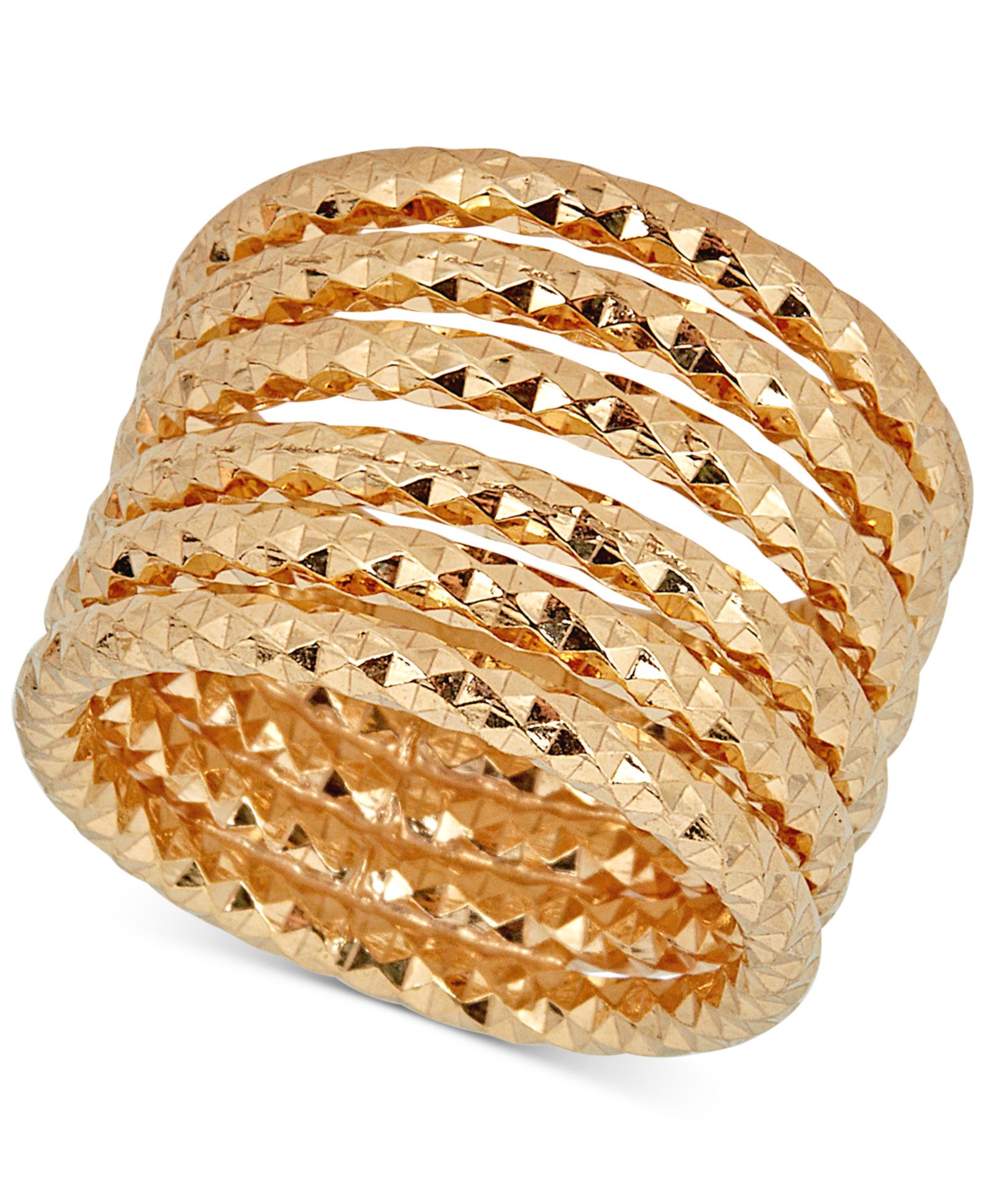 Кольцо Textured Multi-Band из стерлингового серебра с напылением 14k Gold