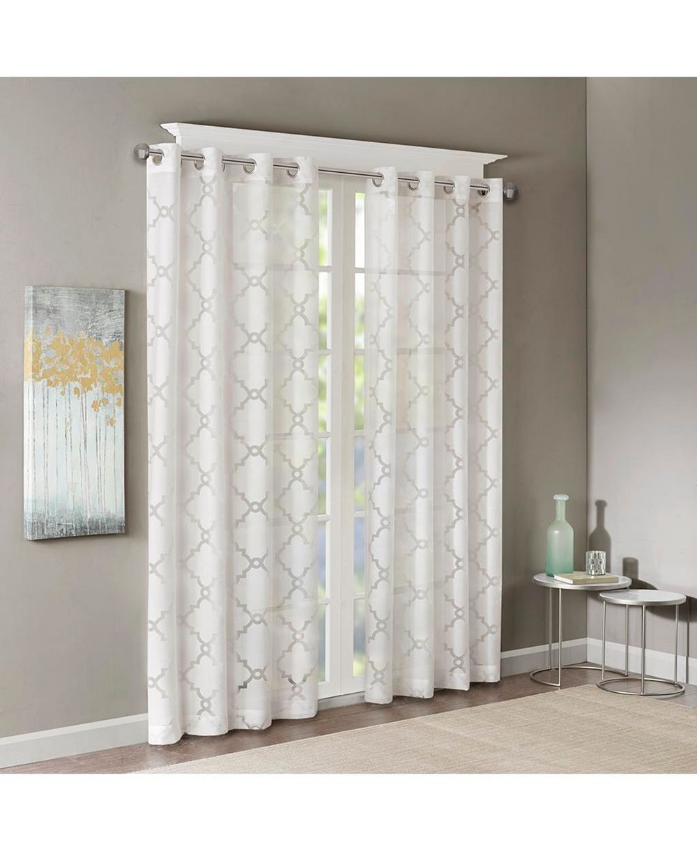 Тюлевая занавеска Madison Park Eden Fretwork Burnout Sheer 63" White