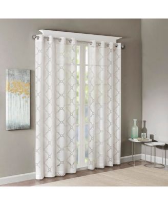 Madison Park Eden Fretwork Burnout Sheer Curtain Panel, 63" White Sheer Window Curtain, 50" Wide for Bedroom and Living Room