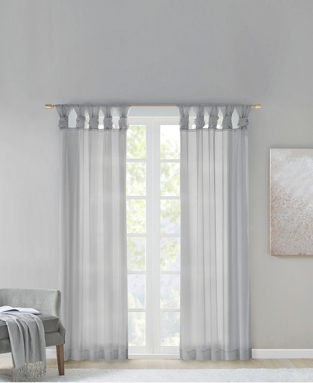 Madison Park Ceres Twist Tab вуалевая тюлевая занавеска, 50"W x 95"L, 2 шт.