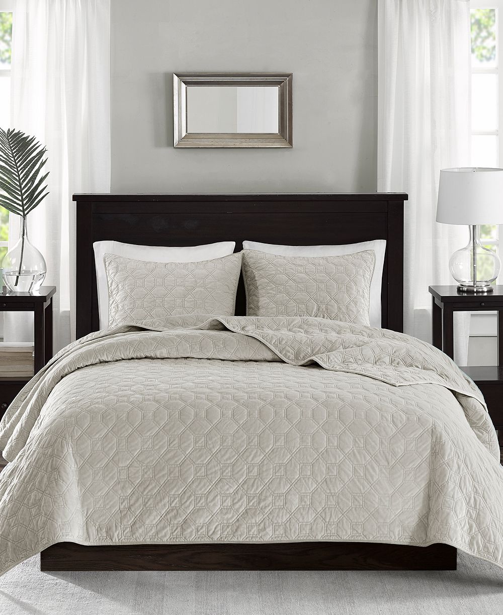 Madison Park Harper Quilted Velvet 3-Pc. Quilt Set, King/California King