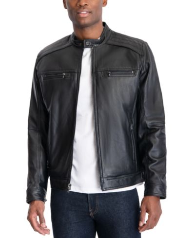 Michael Kors Мужской кожаный мотоциклетный жакет Perforated Leather Moto Jacket