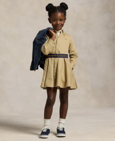 Детское хлопковое платье Polo Ralph Lauren Girls' 2T-6X Belted Chino Cotton Shirt Dress