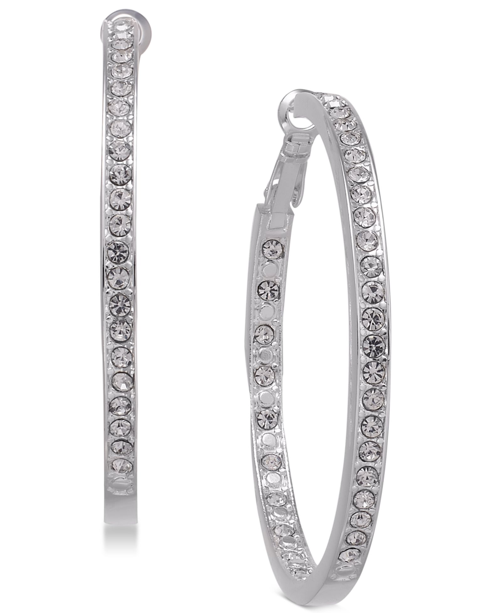 Серьги-кольца And Now This Large Crystal Inside Out Medium Hoop Silver Plate