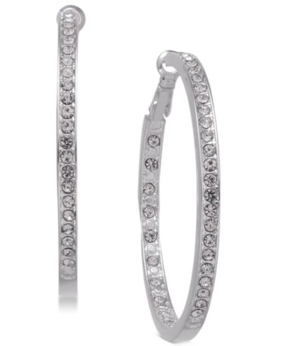 Серьги-кольца And Now This Large Crystal Inside Out Medium Hoop Silver Plate