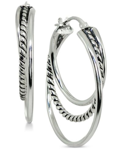 Giani Bernini Серьги Triple Hoop из Sterling Silver, 1"