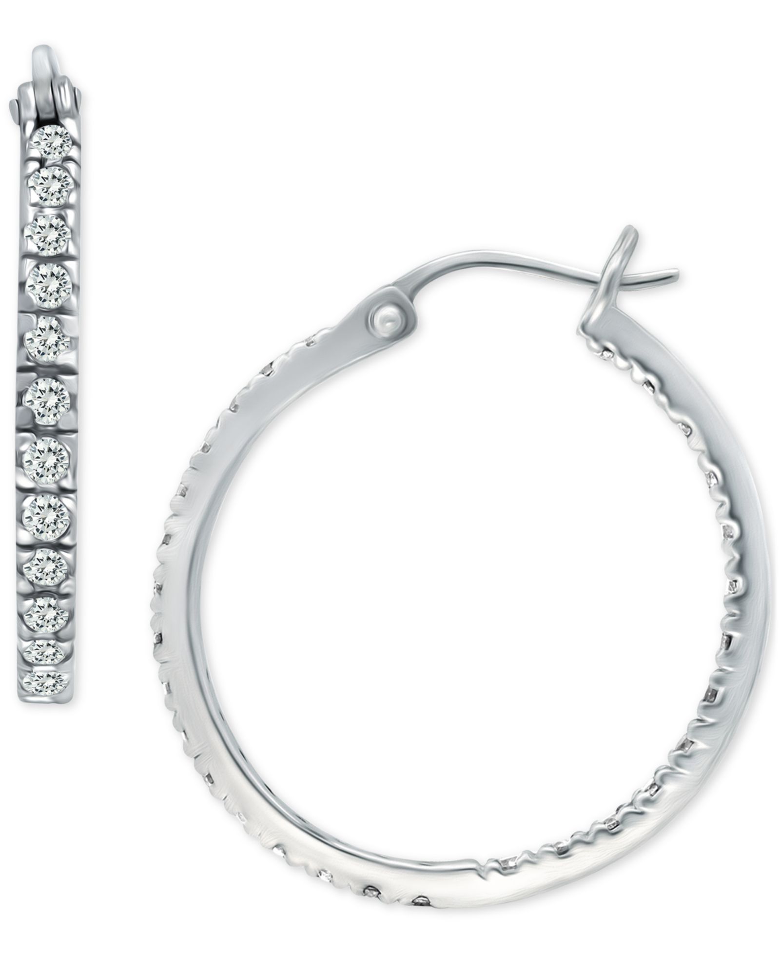 Giani Bernini Small Cubic Zirconia In & Out Oval Hoop Earrings in 18k Gold-Plated Sterling Silver, 0.6", Created for Macy's