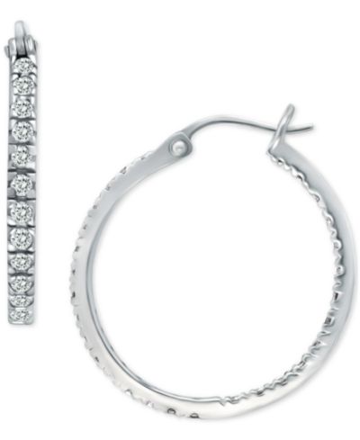 Giani Bernini Small Cubic Zirconia In & Out Oval Hoop Earrings in 18k Gold-Plated Sterling Silver, 0.6", Created for Macy's