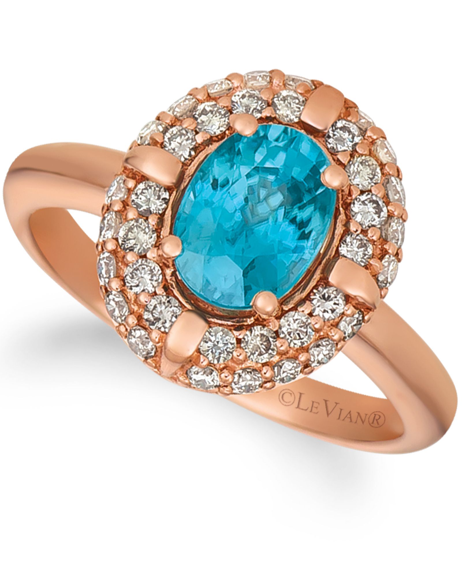 Кольцо Le Vian® Blue Zircon (1 1/4 ct.t.w.) и Nude Diamonds™ (5/8 ct.t.w.) в 14k rose gold