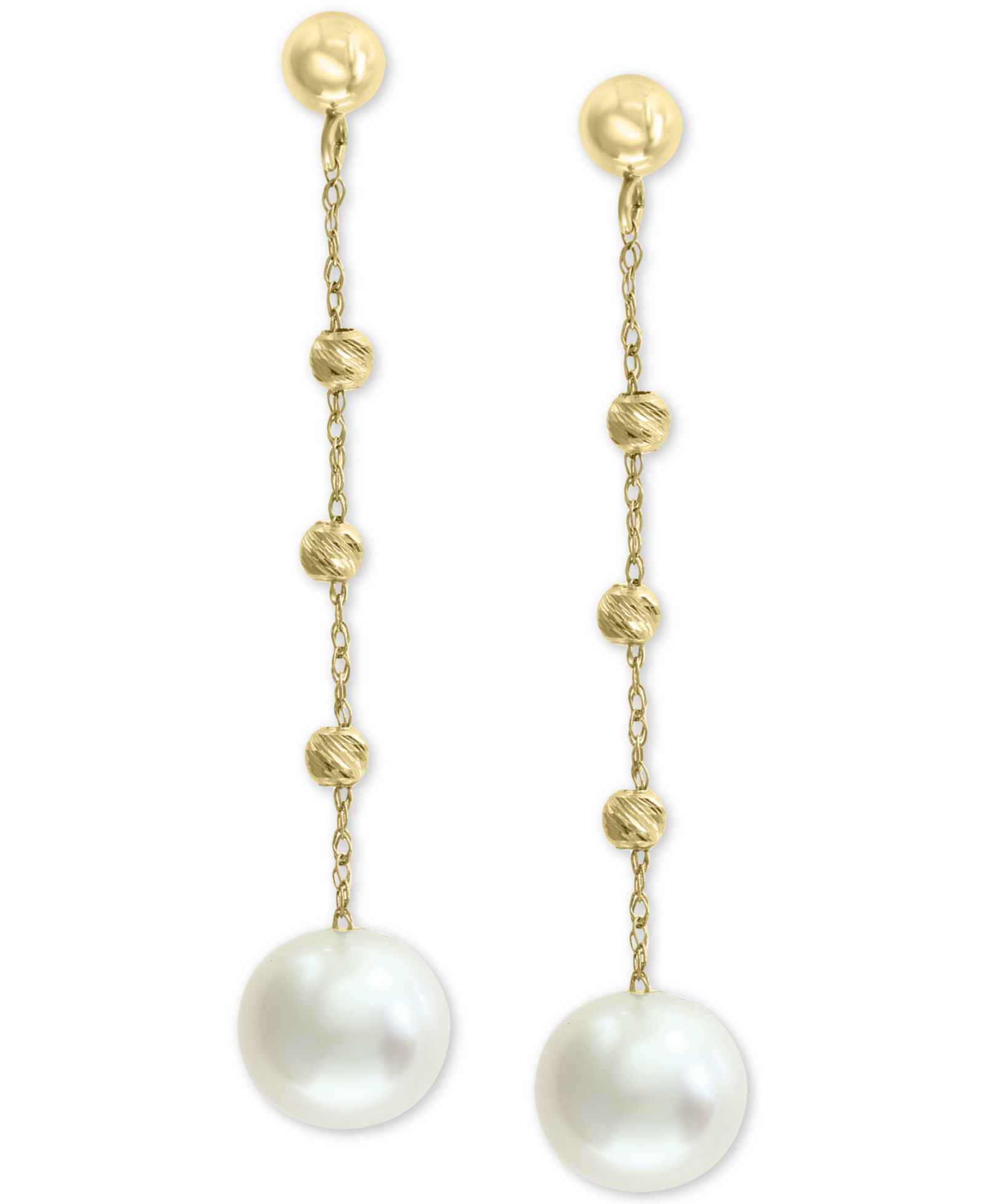 Серьги-подвески EFFY® Cultured Freshwater Pearl (8mm) Beaded в 14k Gold