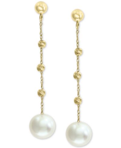 EFFY® Cultured Freshwater Pearl (8mm) Beaded Drop Earrings in 14k Gold