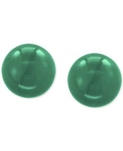 Серьги-гвоздики EFFY® Dyed Green Jade (10mm) из 14k Gold