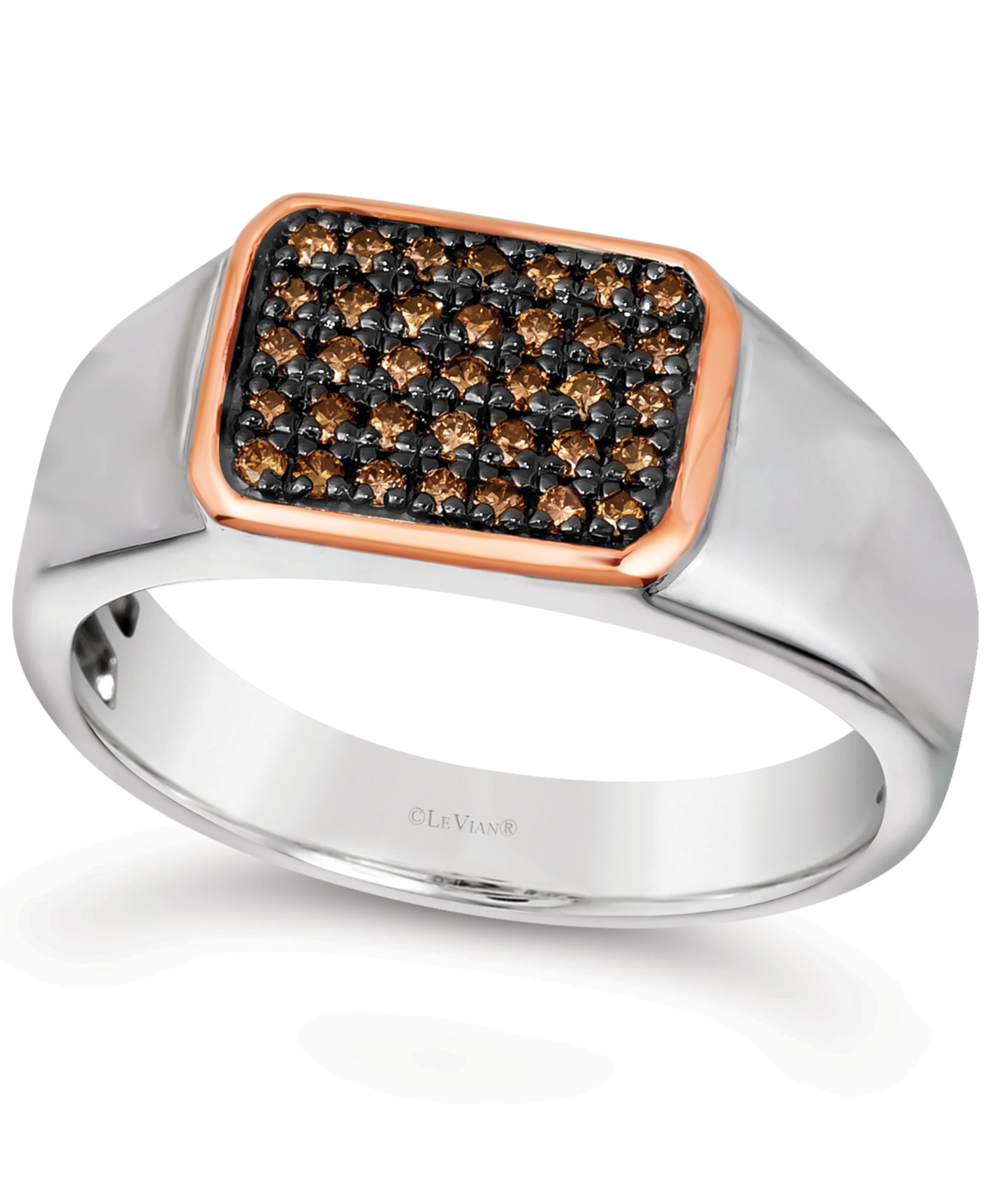 Le Vian® Men's Diamond Ring (1/3 ct. t.w.) in Sterling Silver & 14k Rose Gold