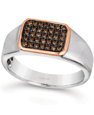 Le Vian® Мужское кольцо с бриллиантом (1/3 ct. t.w.) в серебре и 14k розовом золоте
