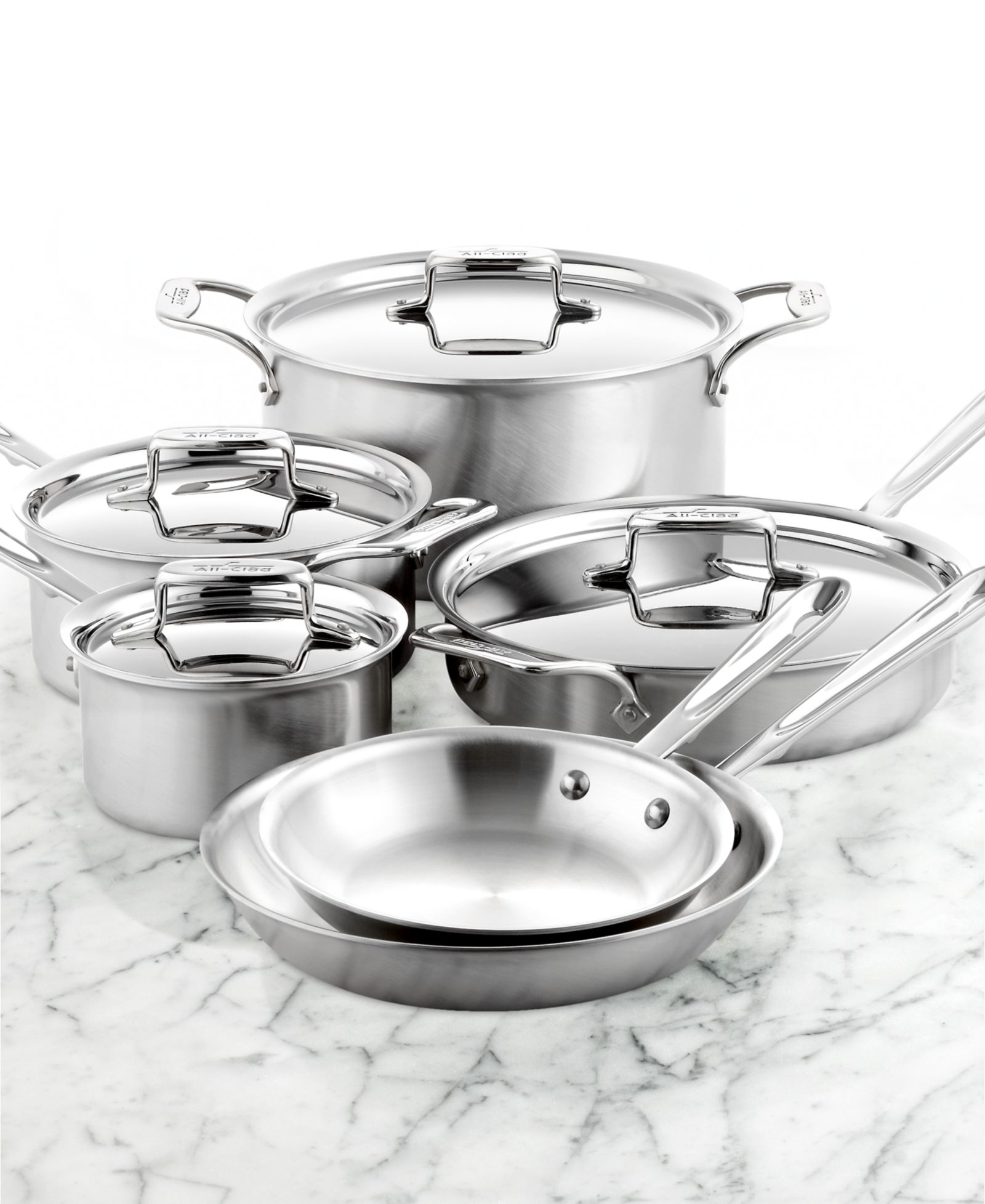 All-Clad D5 Brushed Stainless Steel Cookware Set, 10 Piece Set