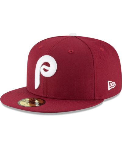 Мужская кепка New Era Philadelphia Phillies Cooperstown Collection Wool 59FIFTY Fitted Hat Maroon