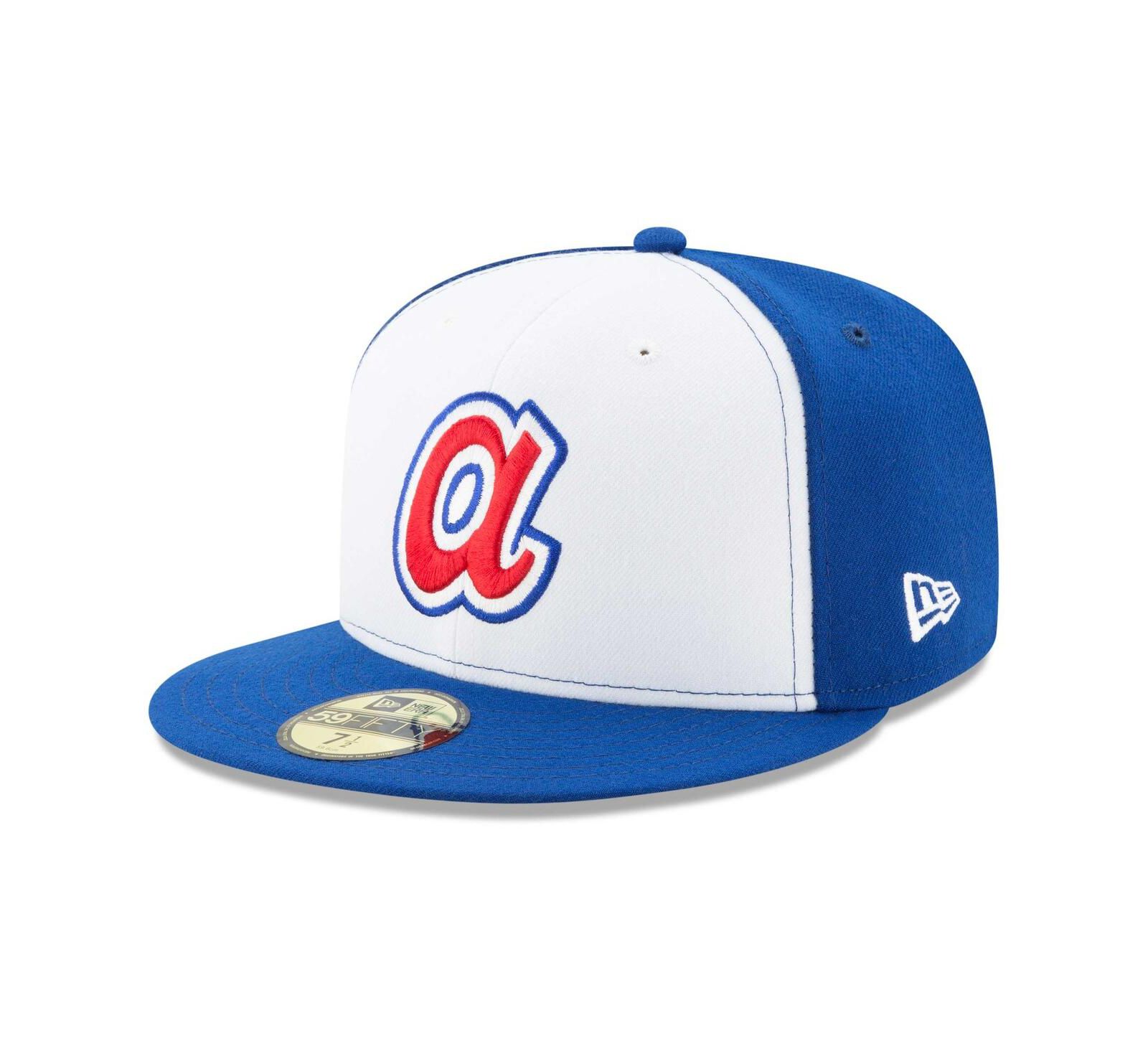 Men's New Era White, Royal Atlanta Braves Cooperstown Collection 59FIFTY Fitted Hat