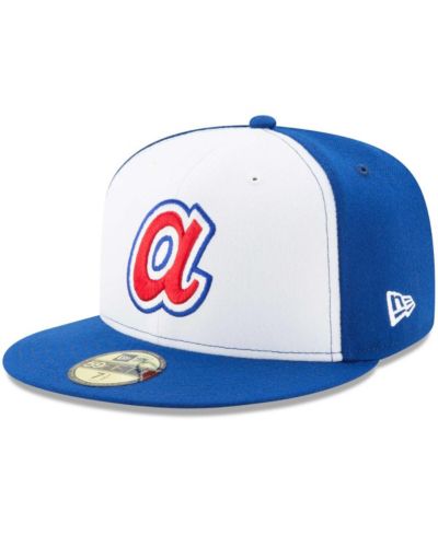 Men's New Era White, Royal Atlanta Braves Cooperstown Collection 59FIFTY Fitted Hat